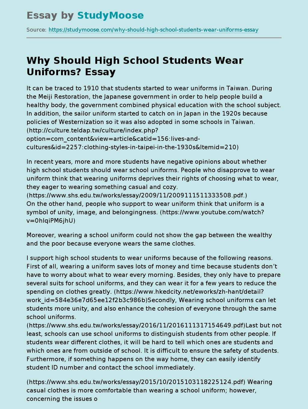 Should Students Wear Uniforms in School?